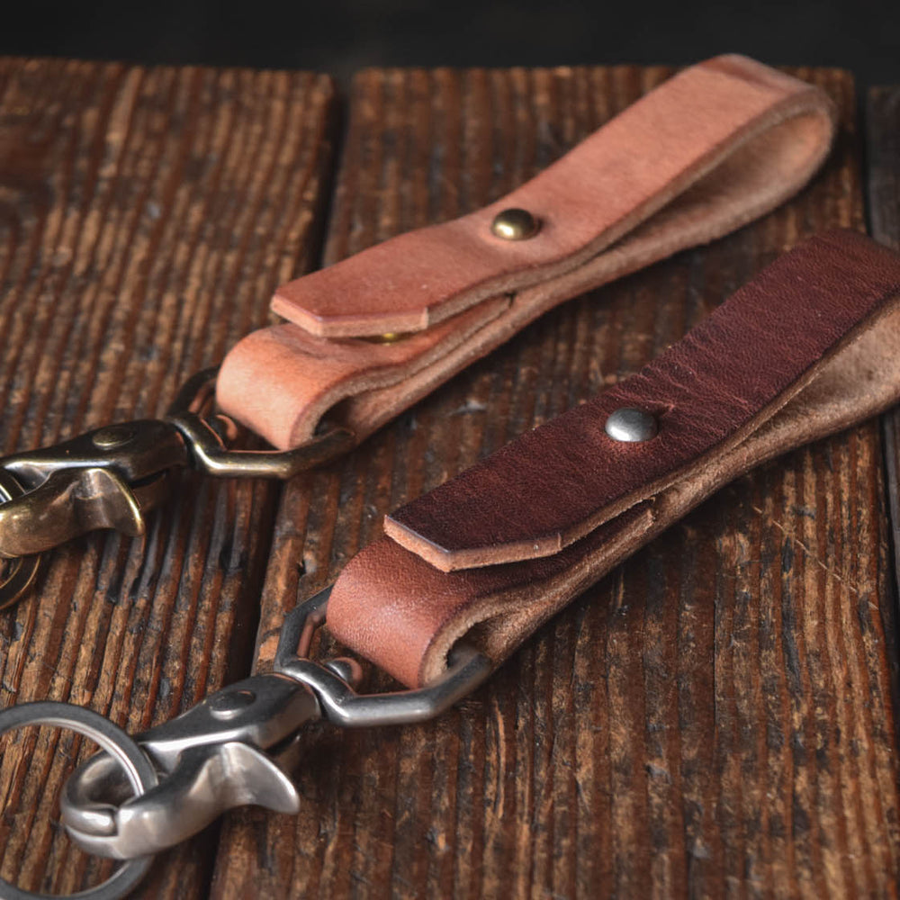 Thick leather key chain brass trigger snap keys keychain kedge durable thick rugged rustic patina handmade usa quality