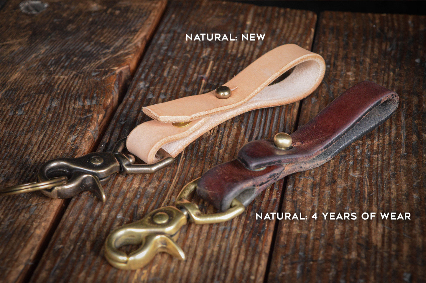 Thick leather key chain brass trigger snap keys keychain kedge durable thick rugged rustic patina handmade usa quality