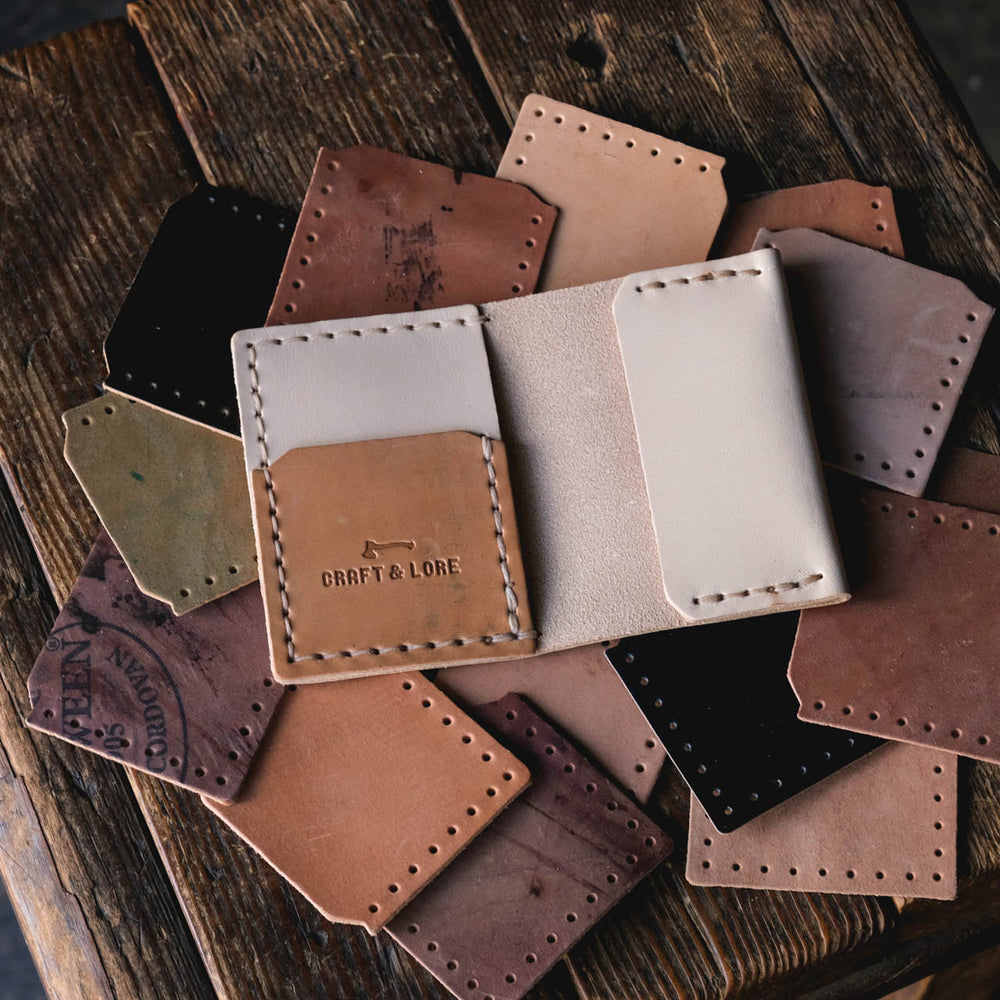 
                  
                    Insider Wallet, Handmade natural veg tan with Horween Shell Cordovan pocket
                  
                