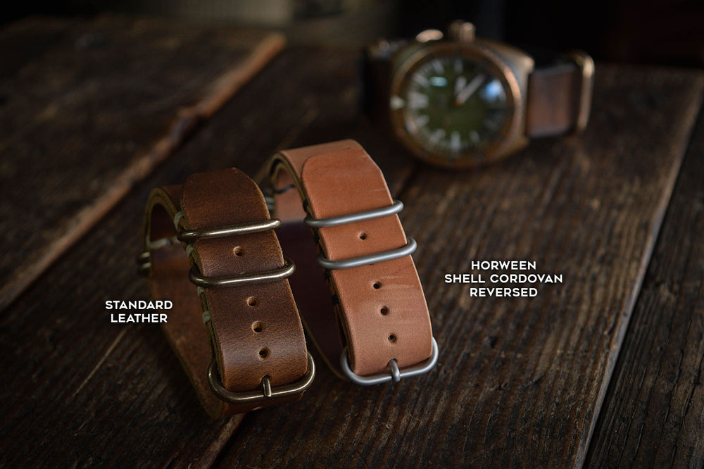 Horween Shell Cordovan Leather NATO Watch Strap Handmade thick quality durable 