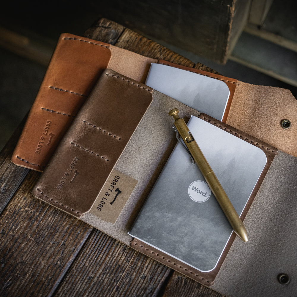 Horween Chromexcel Dublin Northwestward Field Notes, handmade leather notebook wallet durable usa pnw rugged tough log book journal pocketbook passport travel