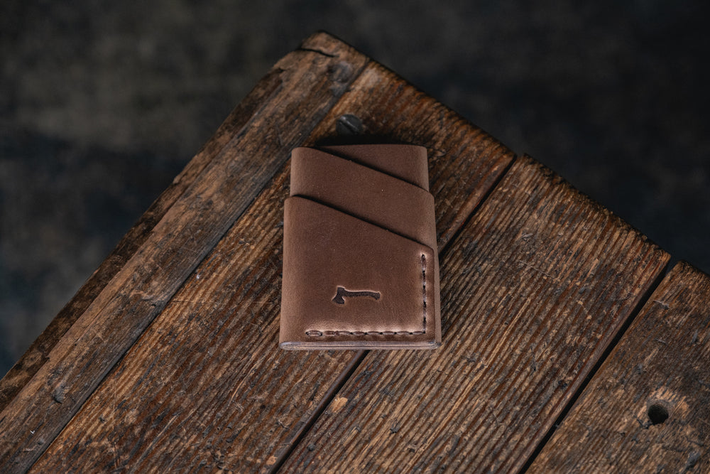 Port Wallet, Horween Chromexcel Natural hand stitched with brown  thread