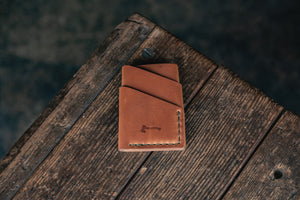 Port Wallet Craft and Lore, Horween Dublin English Tan and hand stitched with olive green thread