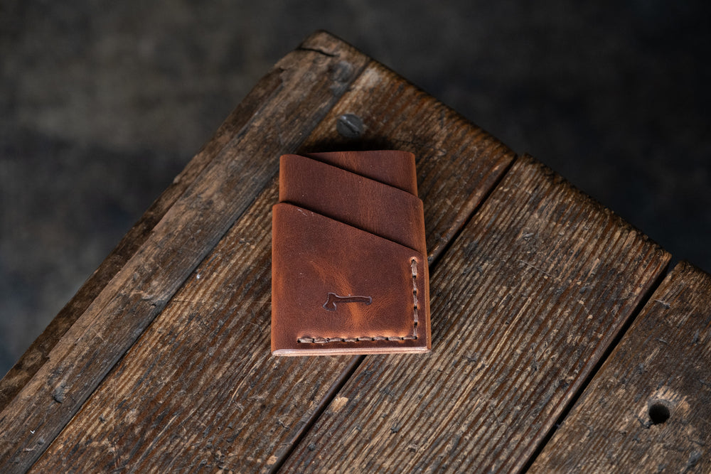 Port Wallet Craft and Lore, Horween Dublin English Tan and hand stitched with brown thread
