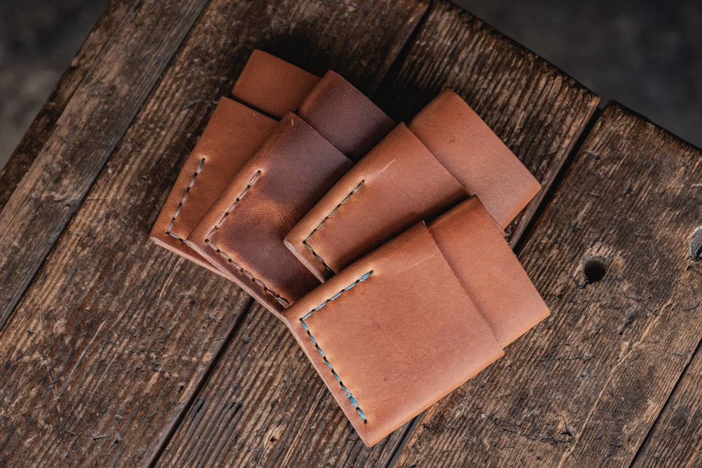 Port Wallet, Horween Chromexcel Natural Leather Minimal Card Wallet Handmade