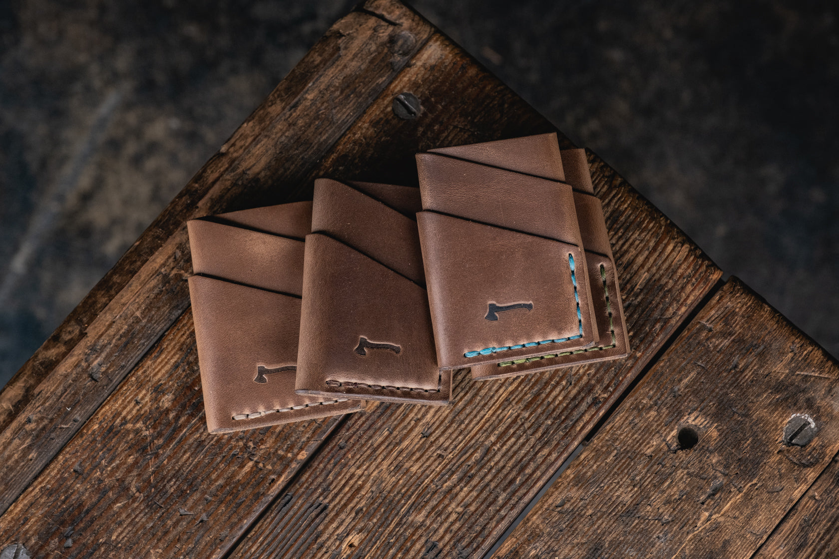 Port Wallet in Horween Chromexcel and Dublin, Minimal Handmade Card