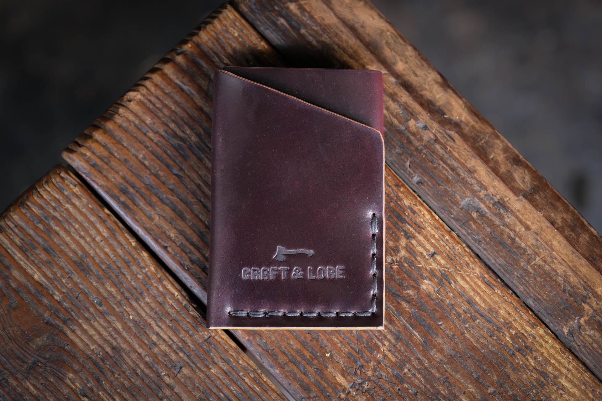 Twobit Wallet in Horween Shell Cordovan, handmade leather card
